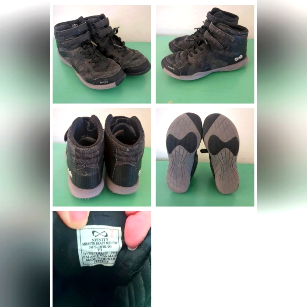 Nfinity Beast mid top black cheer shoes size 3y